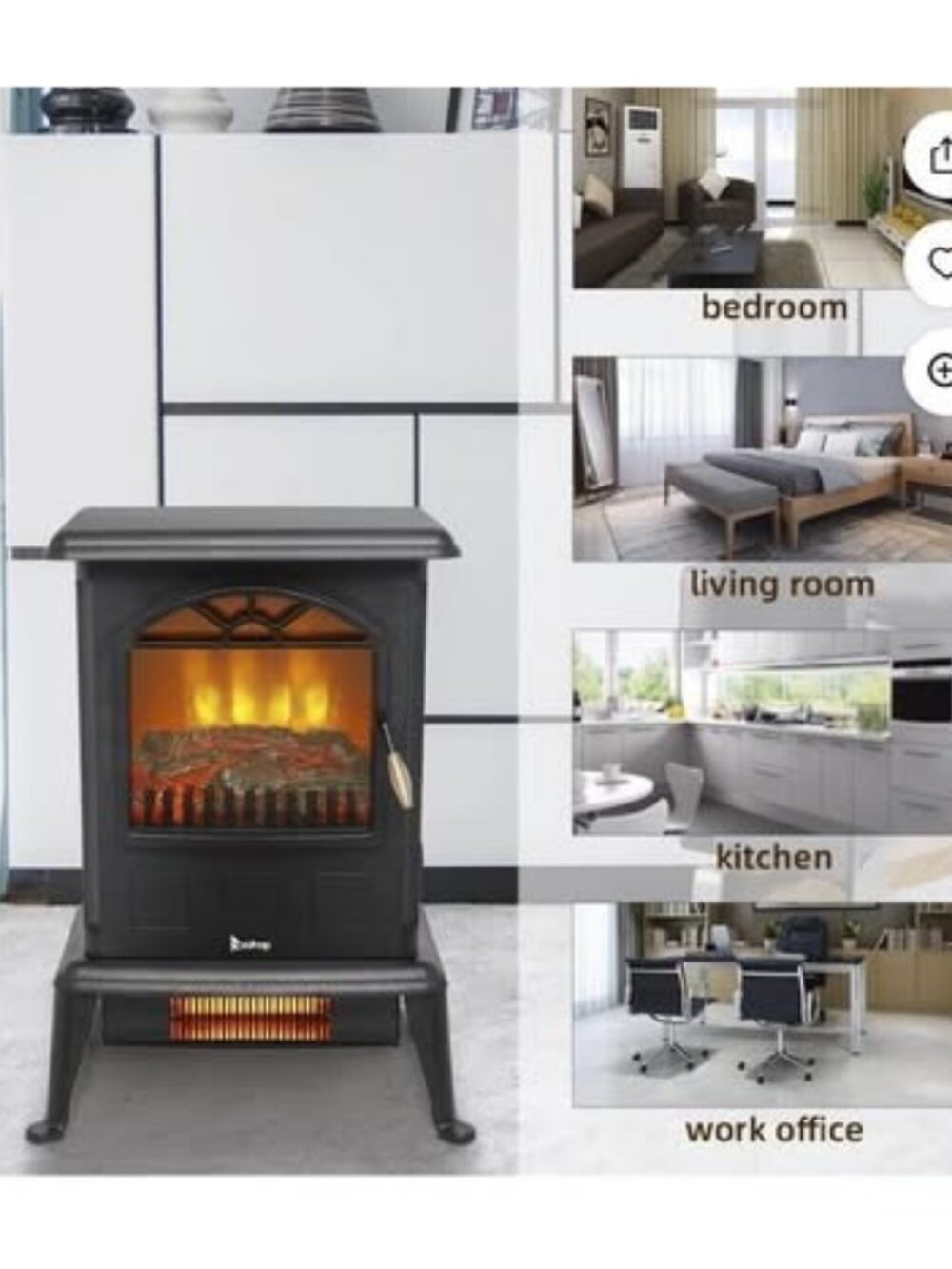 ZOKOP 1500W Portable Electric Fireplace Stove